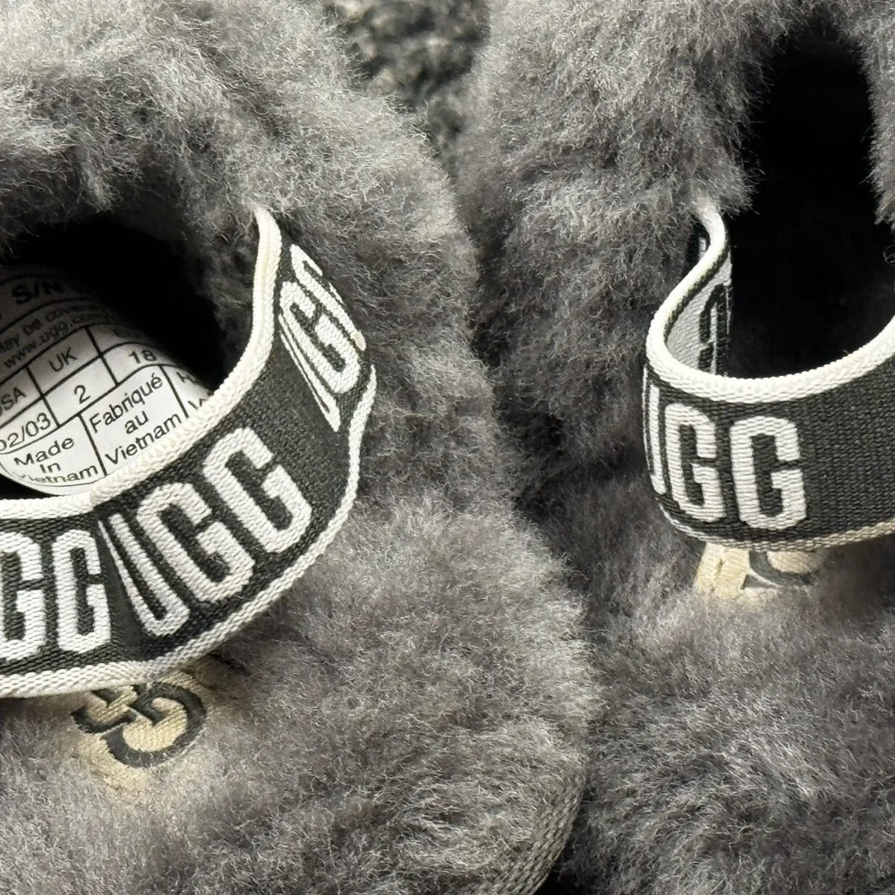 UGG Gray Fluffy Slippers